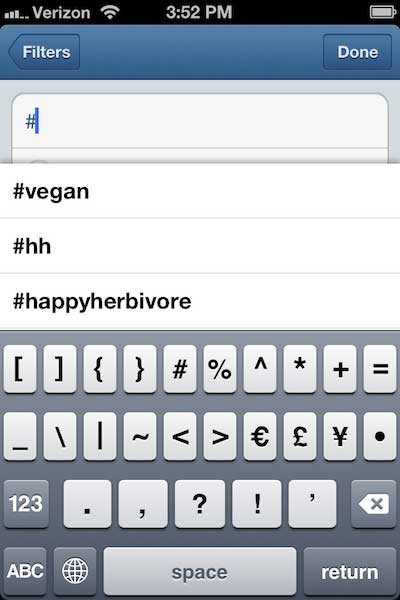 screen shot of the instagram has tags