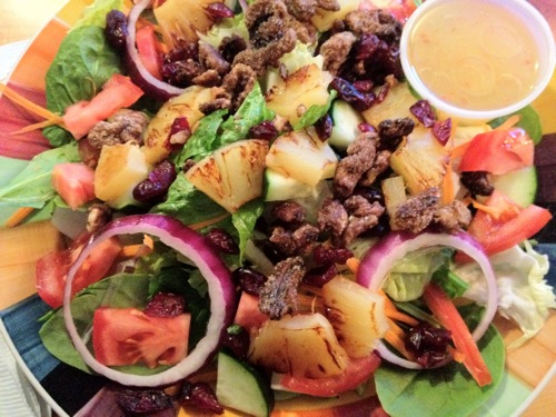 vegan new wave salad with grilled pineapple