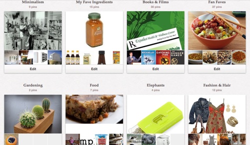 screen image of the pinterest boards of Happy Herbivore