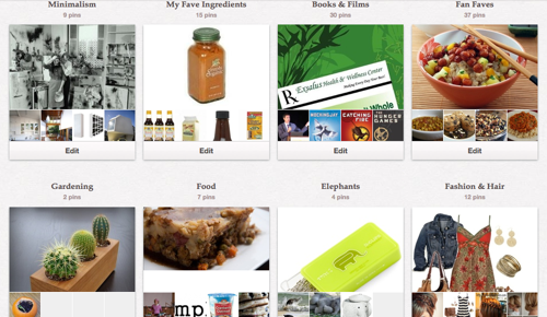 screen image of the pinterest boards of Happy Herbivore