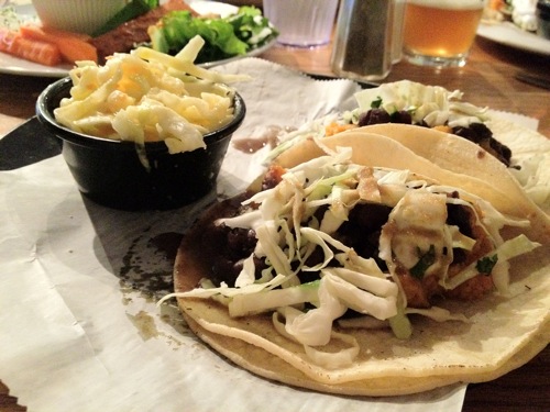 vegan sweet potato tacos with pineapple slaw